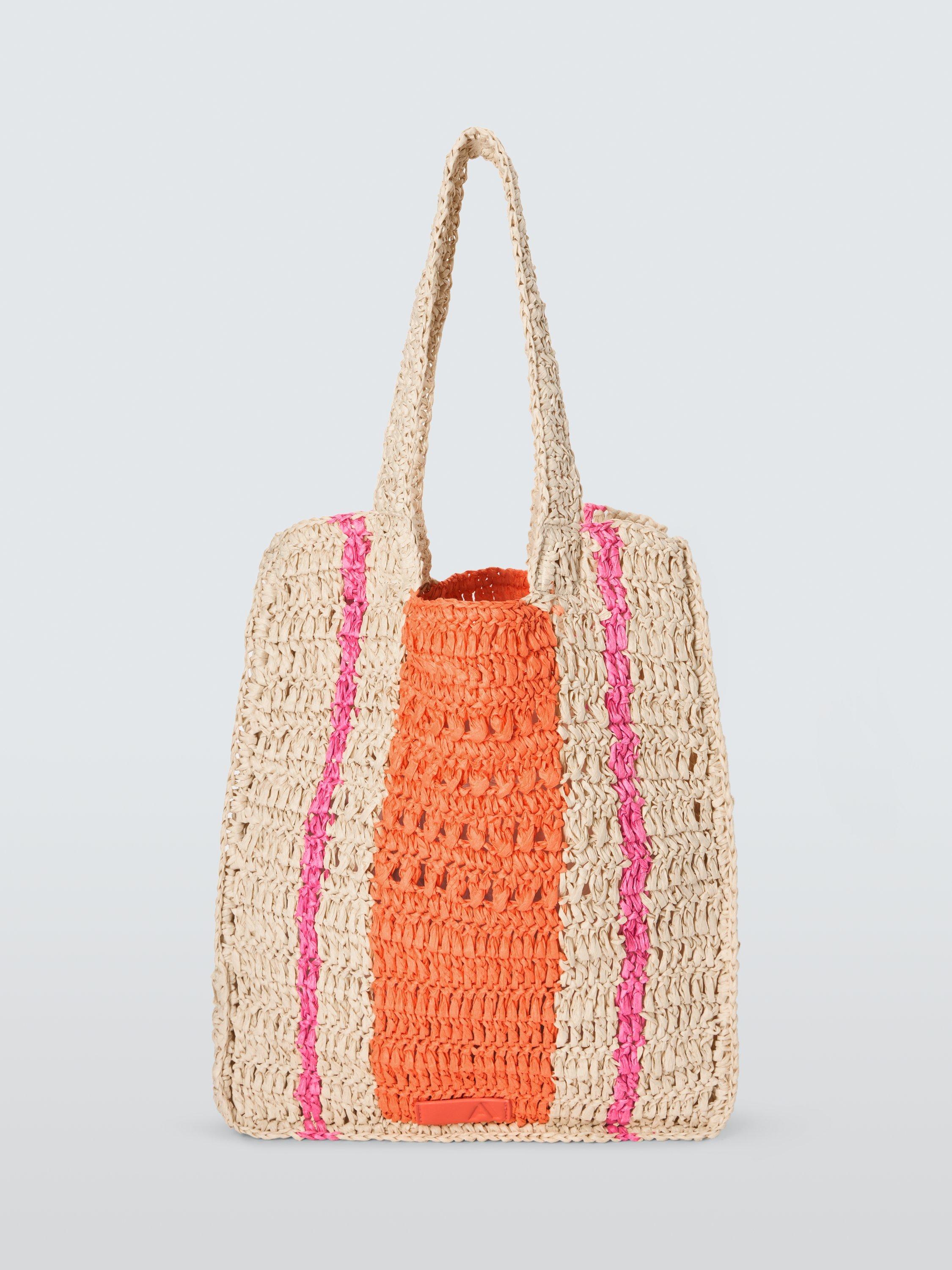 Product image 1 of 6, which shows John Lewis ANYDAY North/South Raffia Tote Bag, Beige/Multi