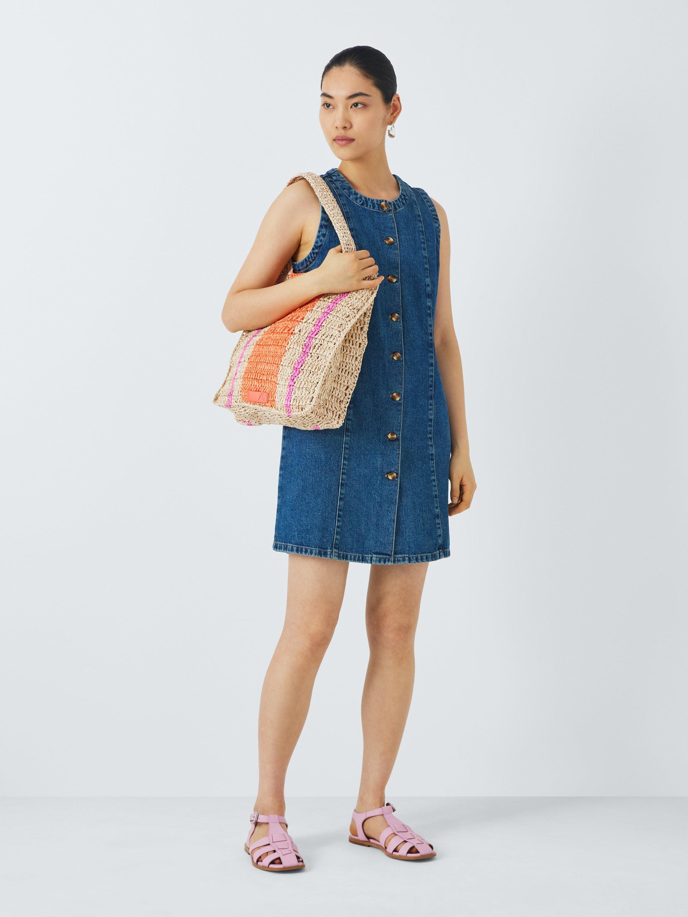 Product image 6 of 6, which shows John Lewis ANYDAY North/South Raffia Tote Bag, Beige/Multi