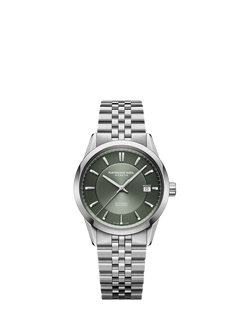 Raymond Weil Men's Freelancer 38 Automatic Date Bracelet Strap Watch, Silver/Green, Silver