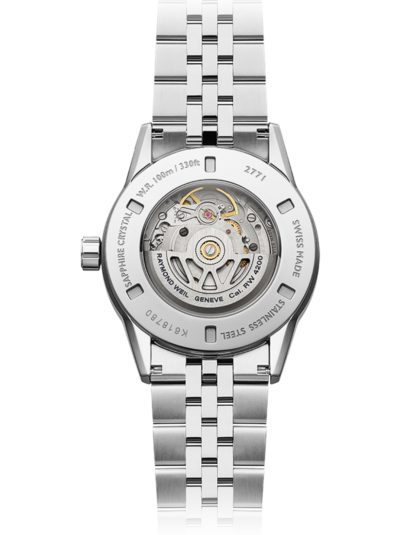 Product image 2 of 3, which shows Raymond Weil Men's Freelancer 38 Automatic Date Bracelet Strap Watch, Silver/Green