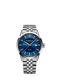 Raymond Weil Men's Freelancer 42 Automatic Date Bracelet Strap Watch, Silver/Blue, Silver