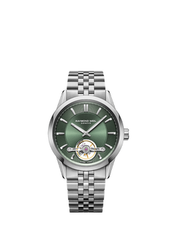 Raymond Weil Men's Freelancer 42 Calibre RW1212 Automatic Bracelet Strap Watch, Silver/Green, Silver