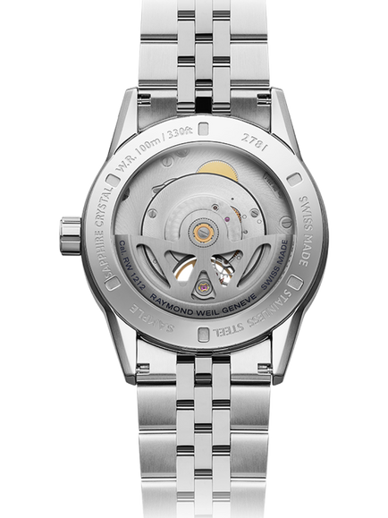 Raymond Weil Men's Freelancer 42 Calibre RW1212 Automatic Bracelet Strap Watch, Silver/Green - view 2, Silver