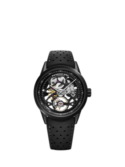 Raymond Weil Men's Freelancer 42 Calibre RW1212 Skeleton Automatic Rubber Strap Watch, Black, Black