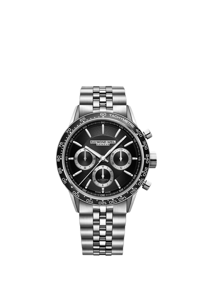Raymond Weil Men's Freelancer 43.5 Chronograph Automatic Bracelet Strap Watch, Silver, Silver