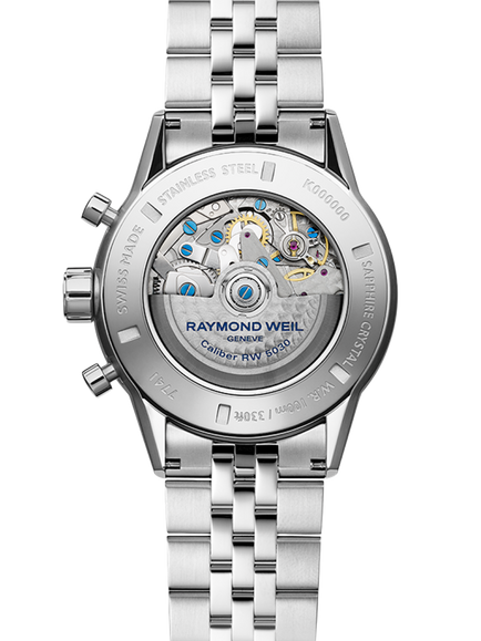 Raymond Weil Men's Freelancer 43.5 Chronograph Automatic Bracelet Strap Watch, Silver - view 2, Silver