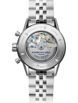Raymond Weil Men's Freelancer 43.5 Chronograph Automatic Bracelet Strap Watch, Silver/Blue - view 2, Silver