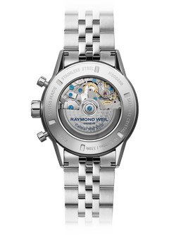 Raymond Weil Men's Freelancer Chronograph Automatic Bracelet Strap Watch, Silver/Green - view 2, Silver