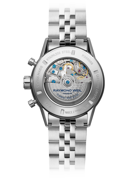 Raymond Weil Men's Freelancer 7741 Chronograph Automatic Bracelet Strap Watch, Silver/White - view 2, Silver