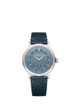 Raymond Weil Men's Millesime 39.5 Seconds Dial Automatic Leather Strap Watch, Silver/Blue