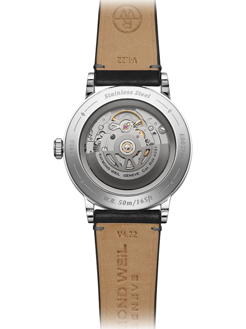 Product image 2 of 3, which shows Raymond Weil Men's Millesime 39.5 Seconds Dial Automatic Leather Strap Watch, Silver/Black