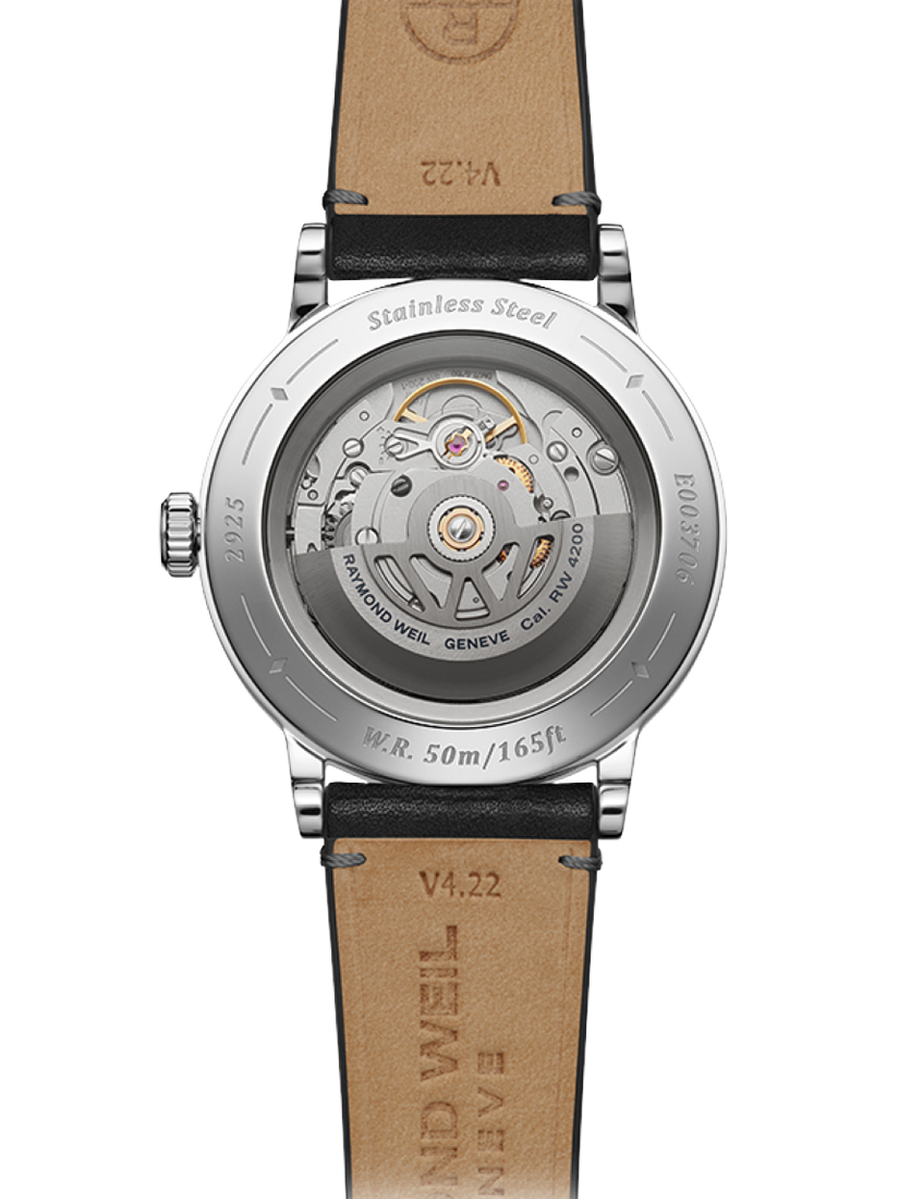 Product image 2 of 3, which shows Raymond Weil Men's Millesime 39.5 Automatic Leather Strap Watch, Silver/Black
