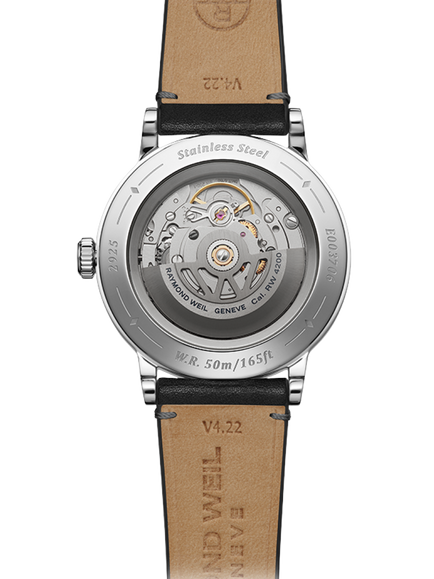 Raymond Weil Men's Millesime 39.5 Automatic Leather Strap Watch, Silver/Black - view 2, Silver