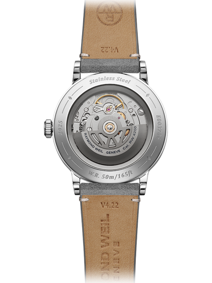 Raymond Weil Men's Millesime 39.5 Automatic Leather Strap Watch, Silver/Rose - view 2, Silver