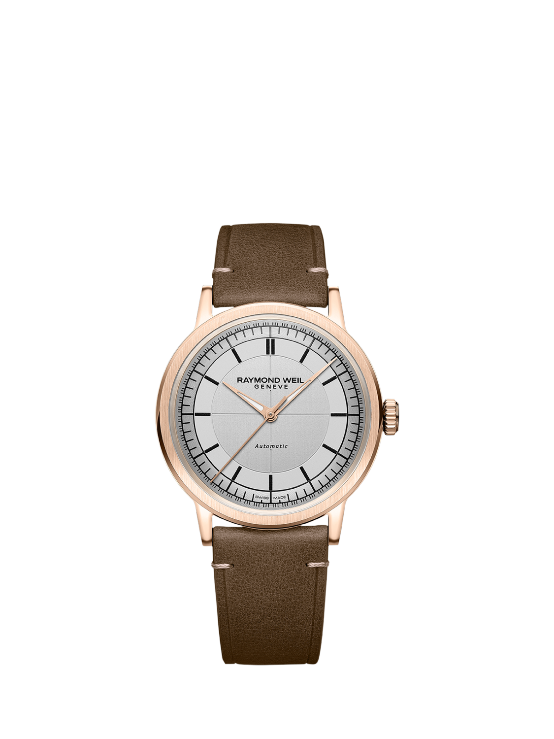 Product image 1 of 3, which shows Raymond Weil Men's Millesime 39.5 Automatic Leather Strap Watch, Rose