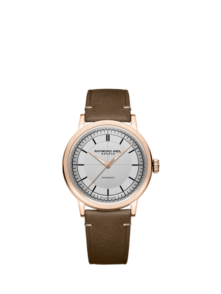 Raymond Weil Men's Millesime 39.5 Automatic Leather Strap Watch, Rose, Rose