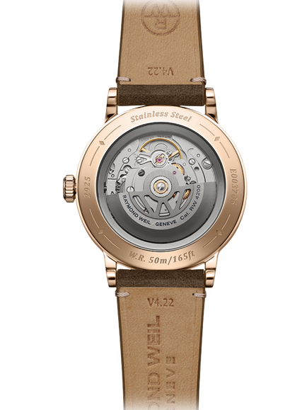 Raymond Weil Men's Millesime 39.5 Automatic Leather Strap Watch, Rose - view 2, Rose