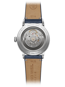 Raymond Weil Men's Millesime 39.5 Automatic Leather Strap Watch, Silver/Blue - view 2, Silver