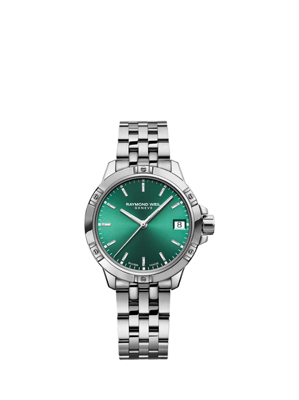 Raymond Weil Women's Tango 30 Date Bracelet Strap Watch, Silver/Green, Silver