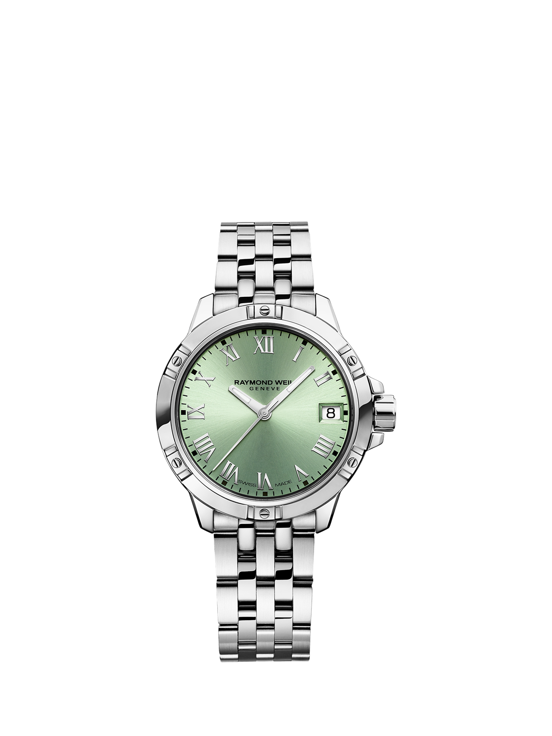 Product image 1 of 3, which shows Raymond Weil Women's Tango 30 Date Bracelet Strap Watch, Silver/Ice Green