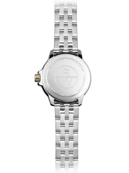 Raymond Weil Women's Tango 30 Mother of Pearl Diamonds Bezel Date Bracelet Strap Watch, Silver/Gold - view 2, Silver & Yellow