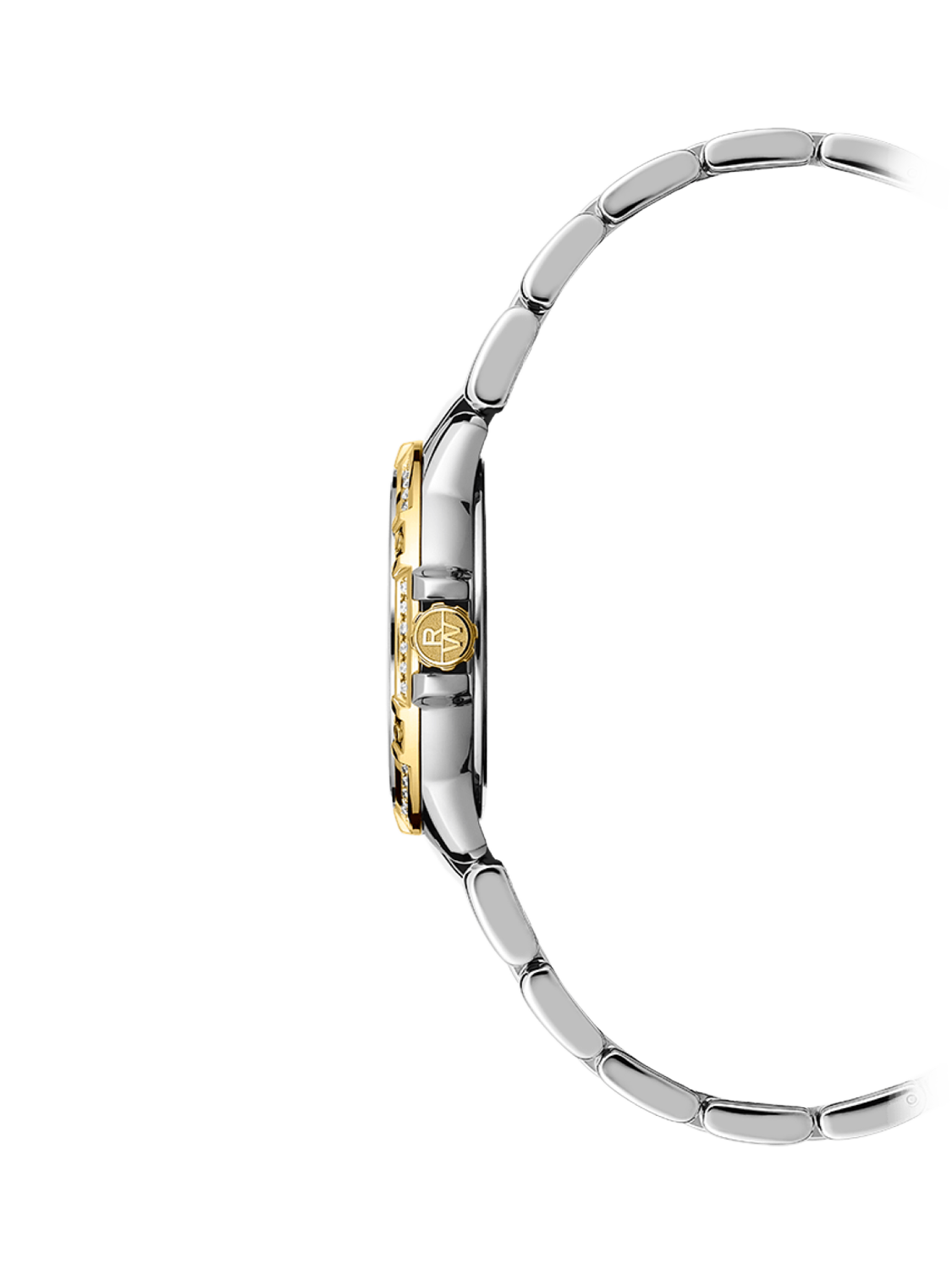 Product image 3 of 3, which shows Raymond Weil Women's Tango 30 Mother of Pearl Diamonds Bezel Date Bracelet Strap Watch, Silver/Gold