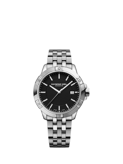 Raymond Weil Men's Tango 41 Date Bracelet Strap Watch, Silver/Black, Silver