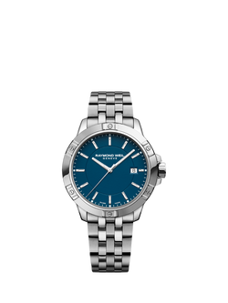 Raymond Weil Men's Tango 41 Date Bracelet Strap Watch, Silver/Blue, Silver