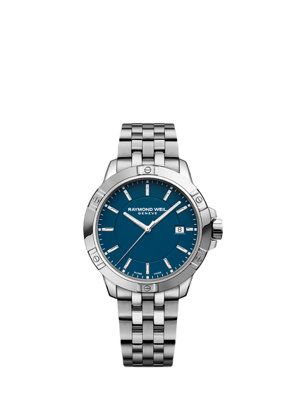 Raymond Weil Men's Tango 41 Date Bracelet Strap Watch, Silver/Blue, Silver