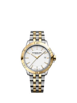 Raymond Weil Men's Tango 41 Date Bracelet Strap Watch, Silver/Gold, Silver & Yellow