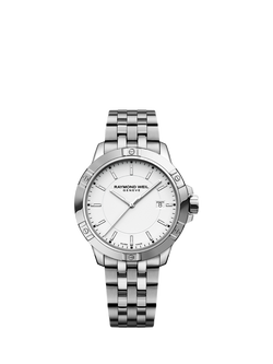 Raymond Weil Men's Tango 41 Date Bracelet Strap Watch, Silver/White, Silver