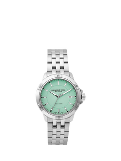 Raymond Weil Men's Tango 41 Date Bracelet Strap Watch, Silver/Green, Silver