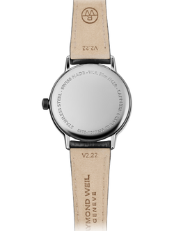 Raymond Weil Women's Toccata 29 Date Leather Strap Watch, Silver/Black - view 2, Silver