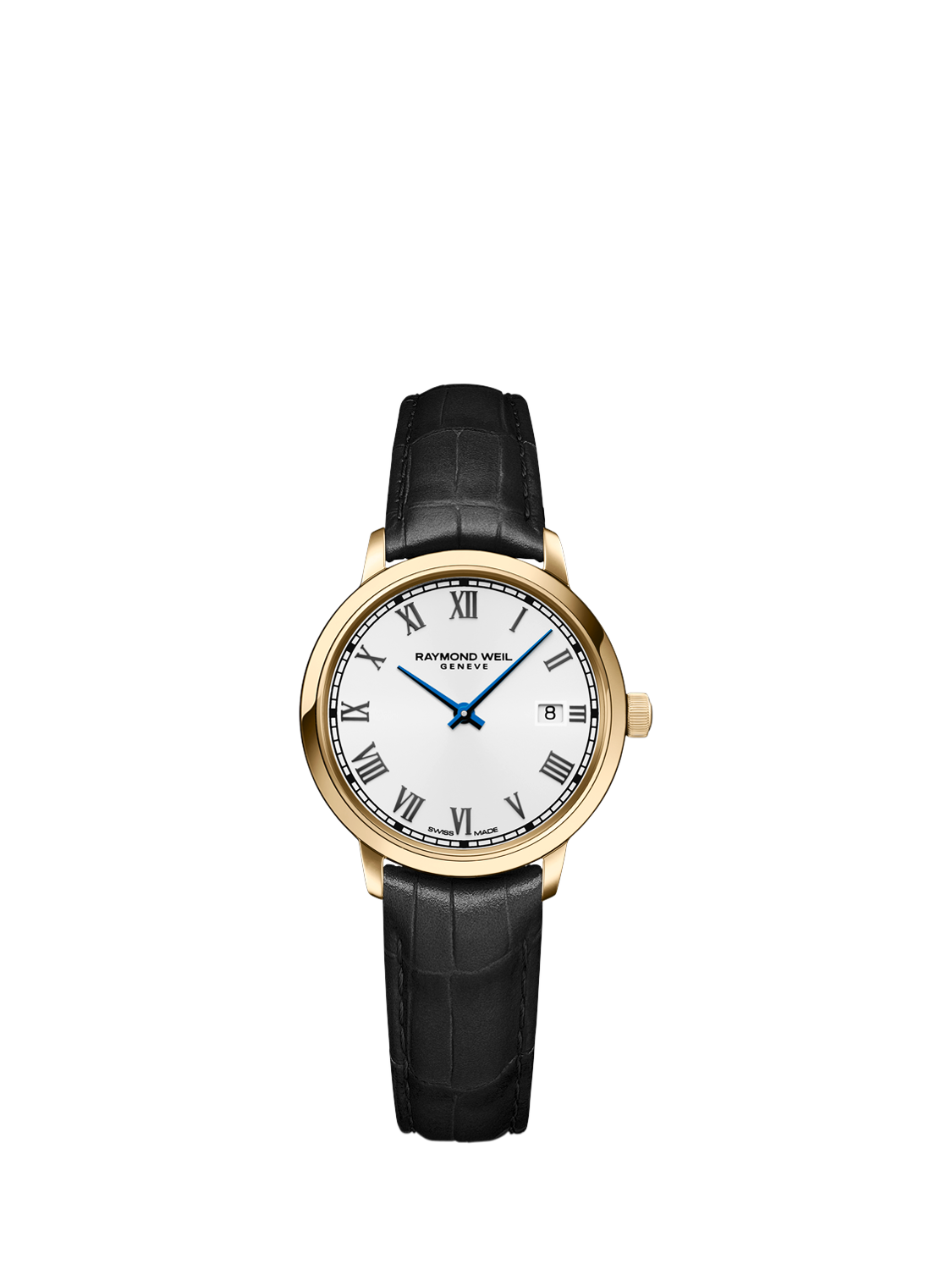 Product image 1 of 3, which shows Raymond Weil Women's Toccata 29 Date Leather Strap Watch, White/Black