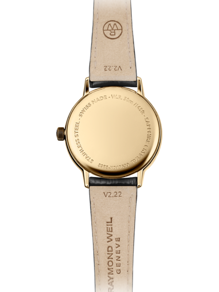 Raymond Weil Women's Toccata 29 Date Leather Strap Watch, White/Black - view 2, Yellow
