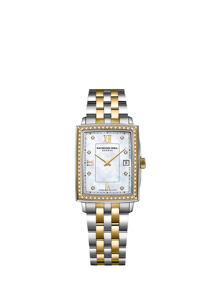 Raymond Weil Women's Toccata 34 Diamond Mother of Pearl Date Bracelet Strap Watch, Silver & Rose