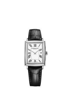 Raymond Weil Women's Toccata 34 Roman Numeral Date Leather Strap Watch, Silver