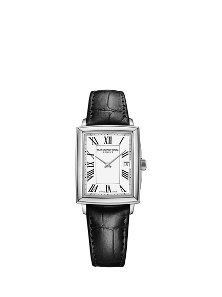 Raymond Weil Women's Toccata 34 Roman Numeral Date Leather Strap Watch, Silver