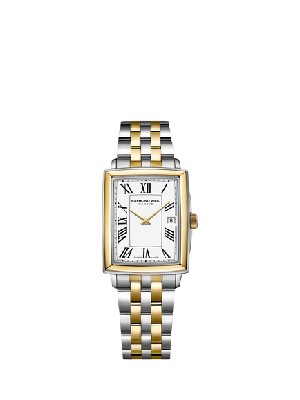 Raymond Weil Women's Toccata 34 Roman Numeral Date Bracelet Strap Watch, Silver & Yellow