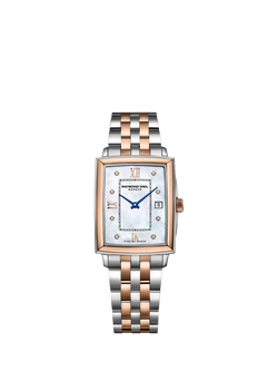 Raymond Weil Women's Toccata 34 Diamond Date Mother of Pearl Bracelet Strap Watch, Silver & Rose