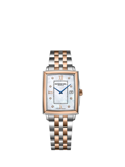 Raymond Weil Women's Toccata 34 Diamond Date Mother of Pearl Bracelet Strap Watch, Silver & Rose