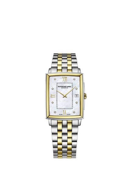 Raymond Weil Men's Toccata 37 Date Mother of Pearl Diamond Bracelet Strap Watch, Yellow