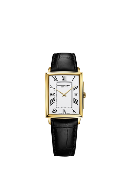 Raymond Weil Men's Toccata 37 Roman Numeral Date Leather Strap Watch, Yellow