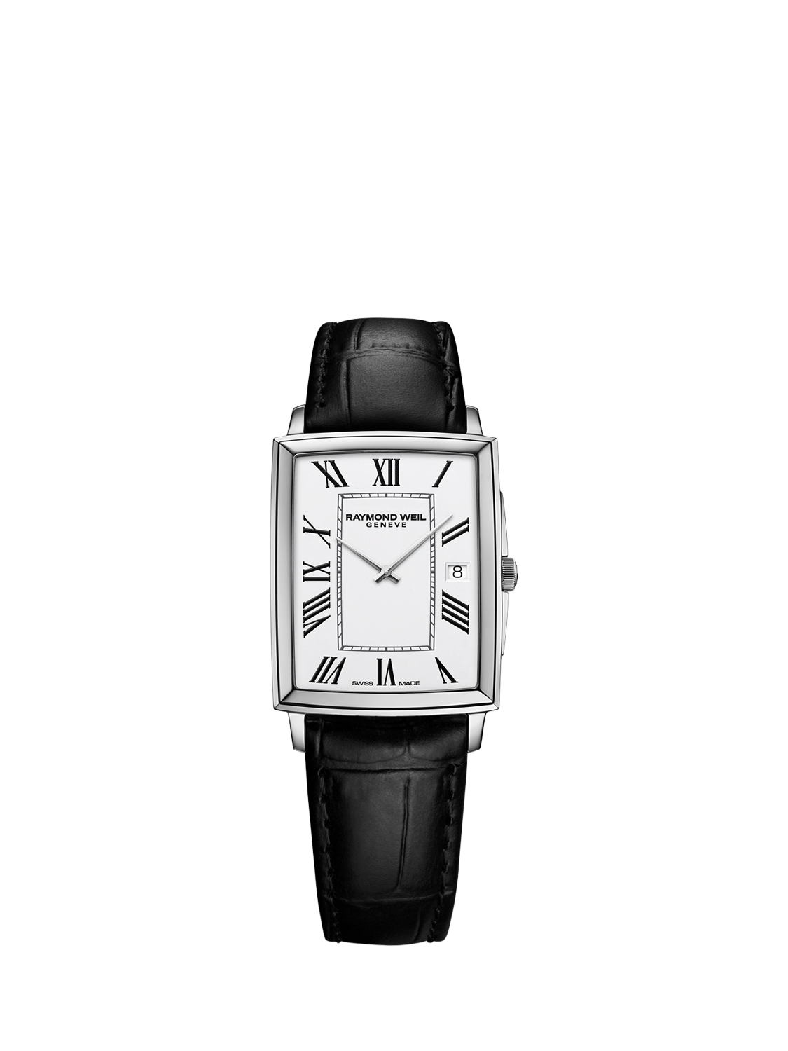 Product image 1 of 3, which shows Raymond Weil Men's Toccata 37 Roman Numeral Date Leather Strap Watch, Silver