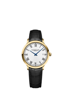 Raymond Weil Men's Toccata 39.5 Date Roman Numerals Leather Strap Watch, Yellow