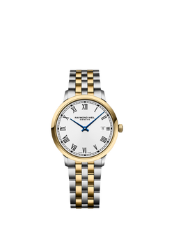 Raymond Weil Men's Toccata 39.5 Date Roman Numerals Bracelet Strap Watch, Yellow & Silver