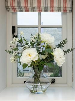 Floralsilk Artificial Peony & Eucalyptus in Glass Vase, 46cm, White/Green - view 2, White