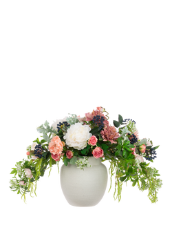 Floralsilk Artificial Majestic Muse in Ceramic Vase, Pink/White