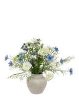 Floralsilk Artificial Secret Garden Bouquet in Ceramic Vase, 53cm, White/Blue