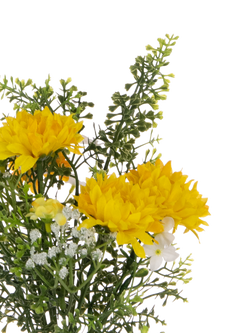 Floralsilk Artificial Daisy & Foliage in Glass Bottle Vase, Yellow - view 2, Yellow